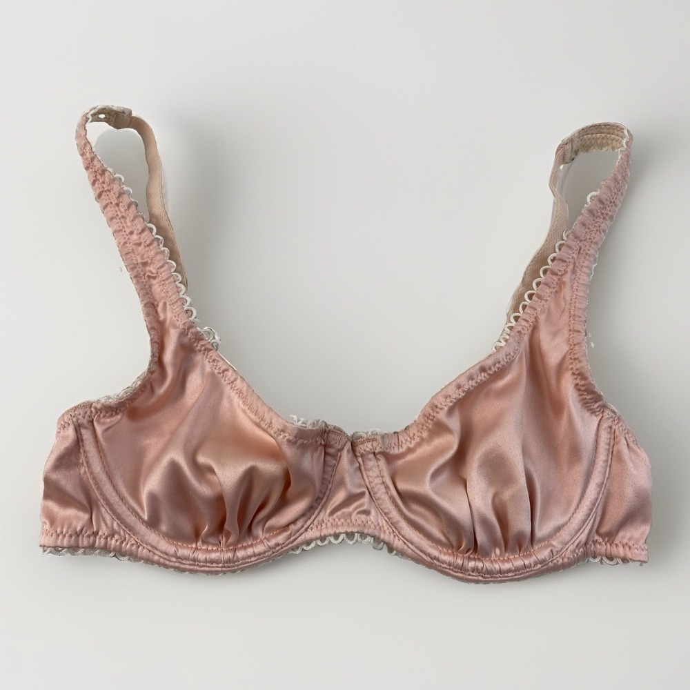 Out From Under Women's S Peach Satin Unlined Demi Underwire Bra